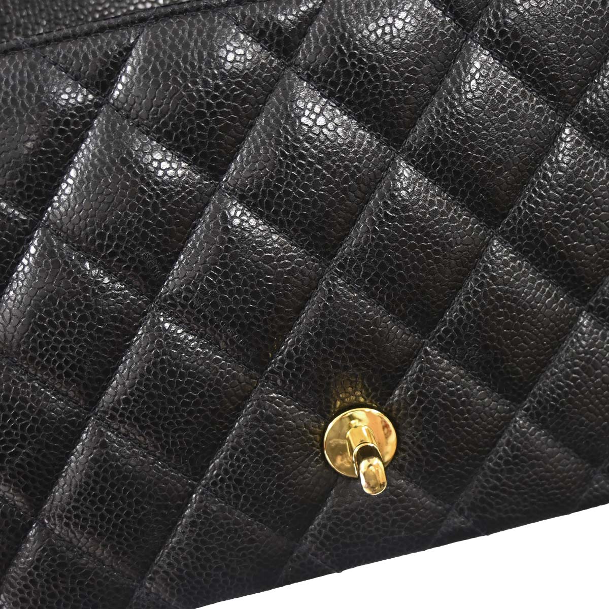 Chanel Black Caviar Skin Medium Diana Shoulder Bag