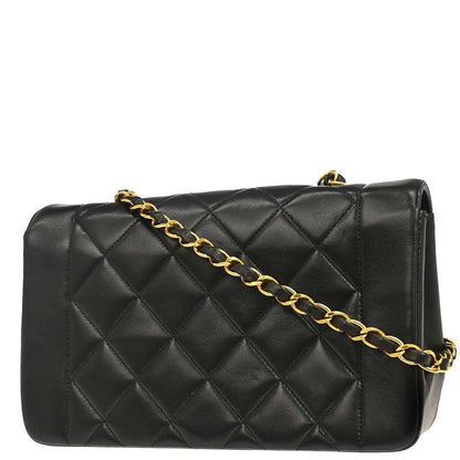 Chanel 1991-1994 Black Lambskin Small Diana Shoulder Bag