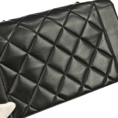 Chanel 1991-1994 Black Lambskin Small Diana Shoulder Bag