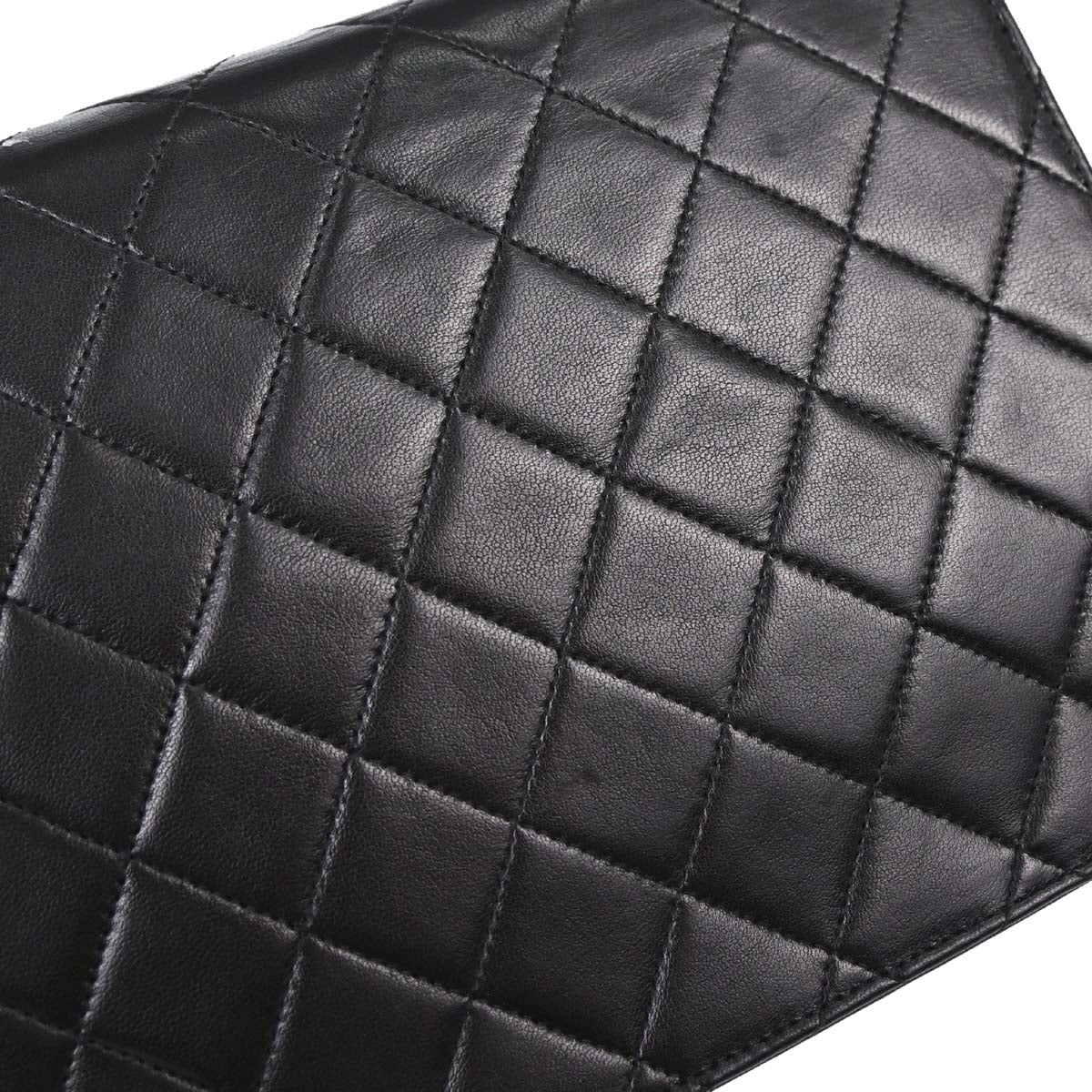 Chanel 1997-1999 Black Lambskin Pushlock Small Half Flap Shoulder Bag