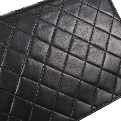 Chanel 1997-1999 Black Lambskin Pushlock Small Half Flap Shoulder Bag