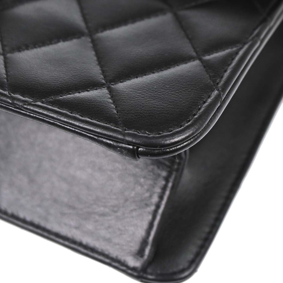 Chanel 1997-1999 Black Lambskin Pushlock Small Half Flap Shoulder Bag
