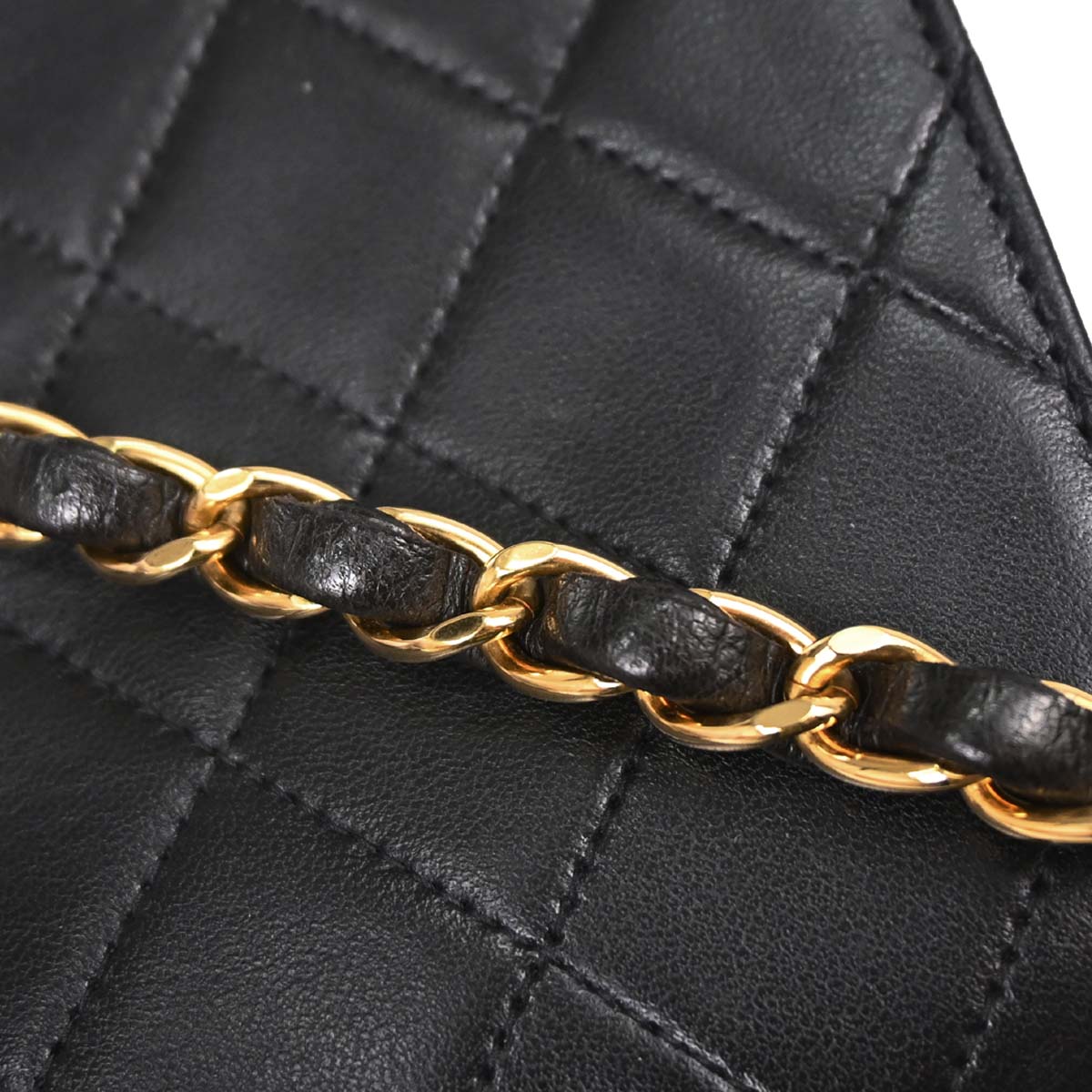 Chanel 1997-1999 Black Lambskin Pushlock Small Half Flap Shoulder Bag
