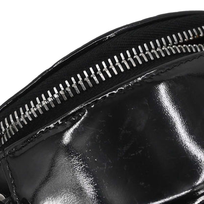 Chanel 2003-2004 Black Patent Leather Choco Bar Round Handbag