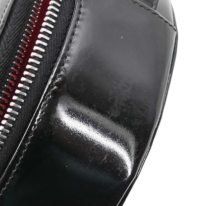 Chanel 2003-2004 Black Patent Leather Choco Bar Round Handbag