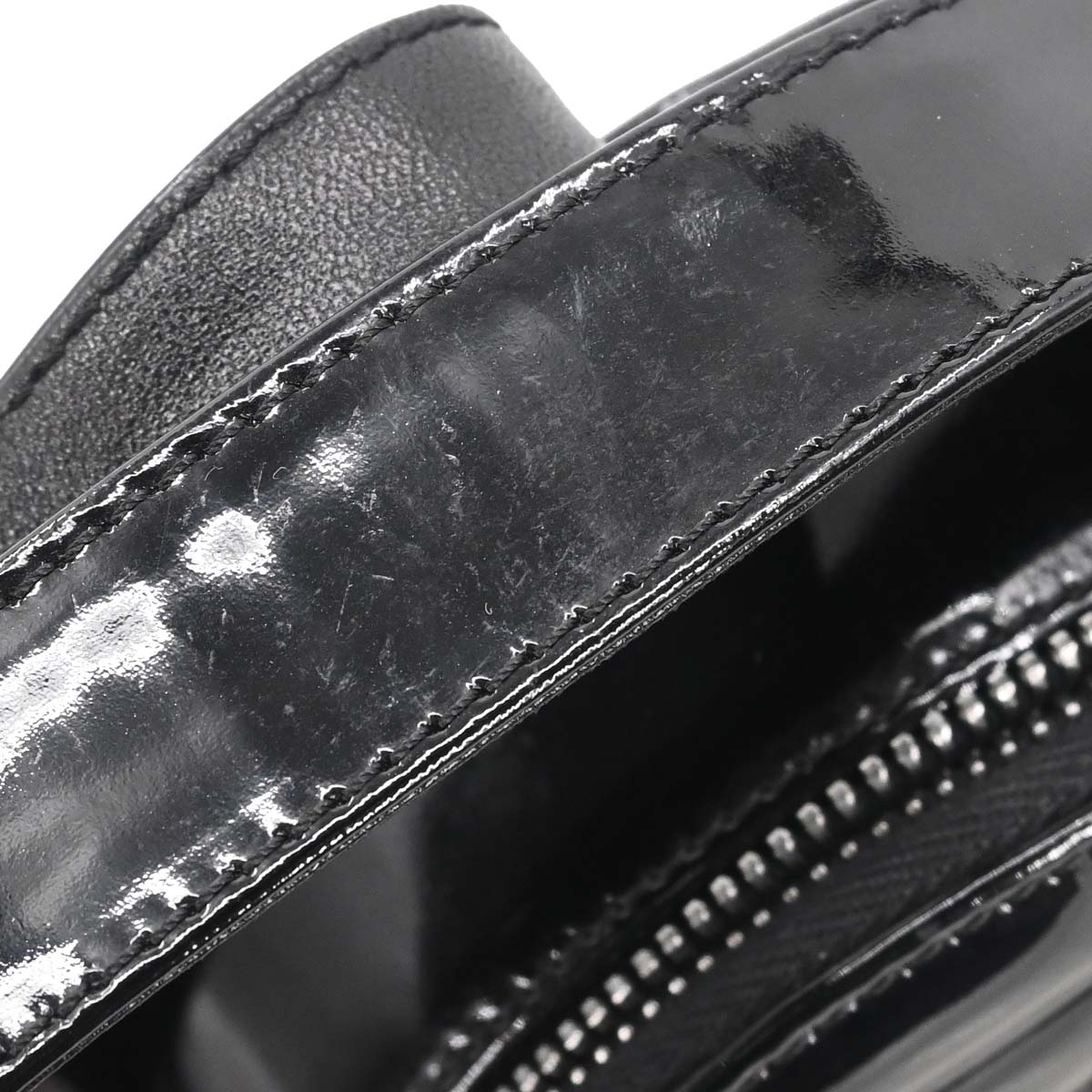 Chanel 2003-2004 Black Patent Leather Choco Bar Round Handbag