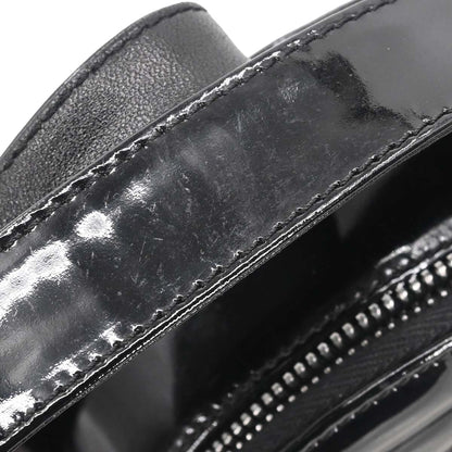 Chanel 2003-2004 Black Patent Leather Choco Bar Round Handbag