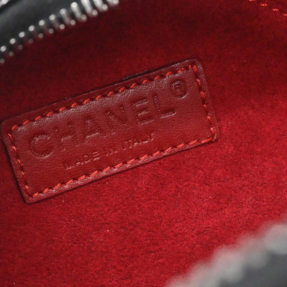 Chanel 2003-2004 Black Patent Leather Choco Bar Round Handbag