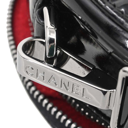 Chanel 2003-2004 Black Patent Leather Choco Bar Round Handbag