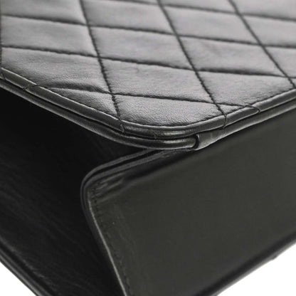 Chanel 1997-1999 Black Lambskin Pushlock Small Half Flap Shoulder Bag