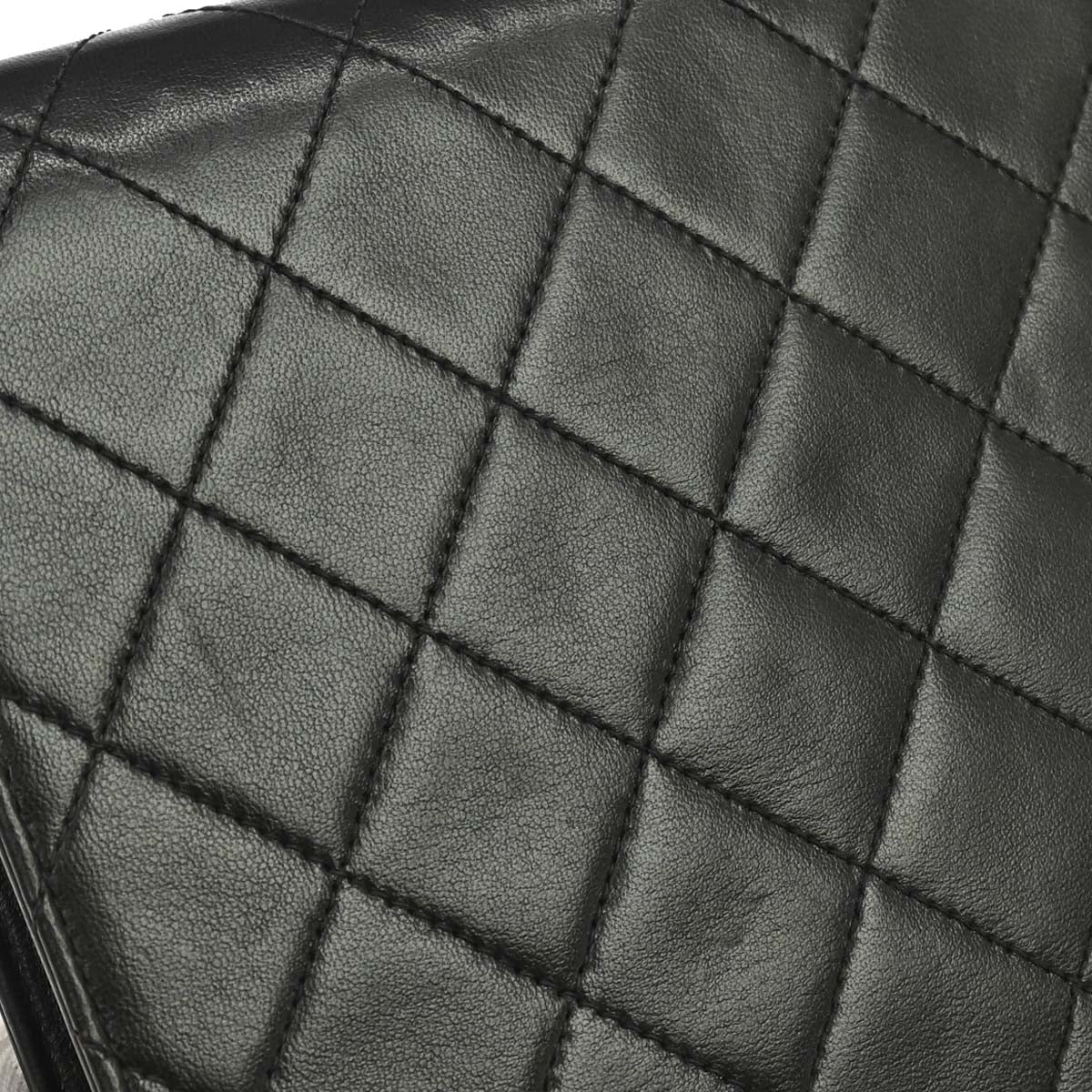 Chanel 1997-1999 Black Lambskin Pushlock Small Half Flap Shoulder Bag