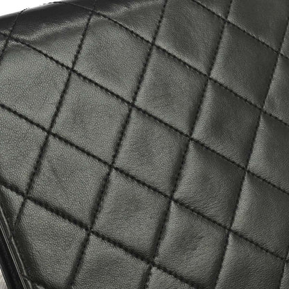 Chanel 1997-1999 Black Lambskin Pushlock Small Half Flap Shoulder Bag