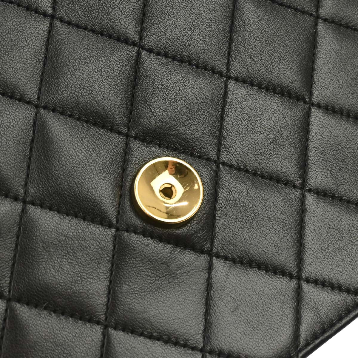 Chanel 1997-1999 Black Lambskin Pushlock Small Half Flap Shoulder Bag