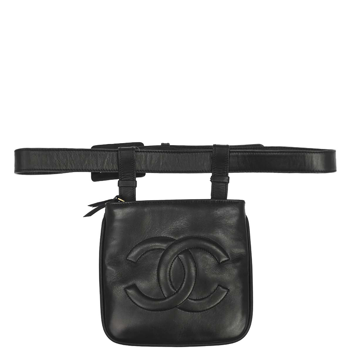 Chanel 1989-1991 Black Lambskin Waist Bum Bag #85/34