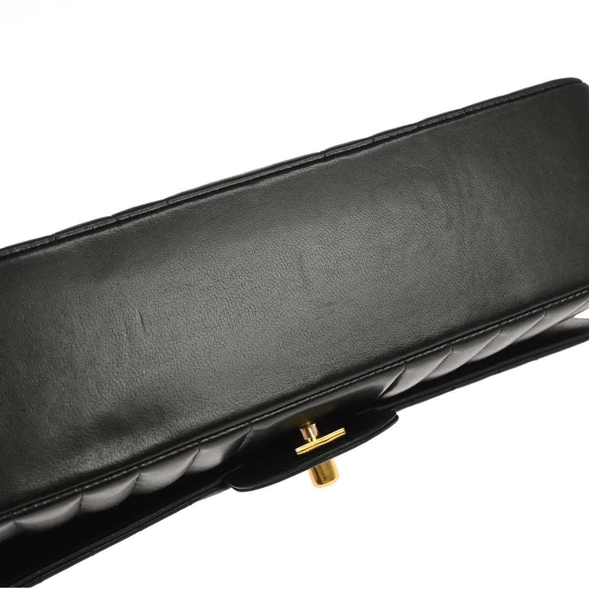 Chanel 1991-1994 Black Lambskin Mademoiselle Single Flap Shoulder Bag