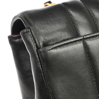Chanel 1991-1994 Black Lambskin Mademoiselle Single Flap Shoulder Bag