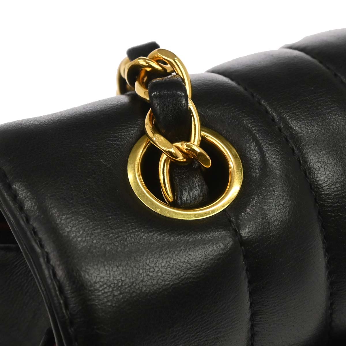 Chanel 1991-1994 Black Lambskin Mademoiselle Single Flap Shoulder Bag