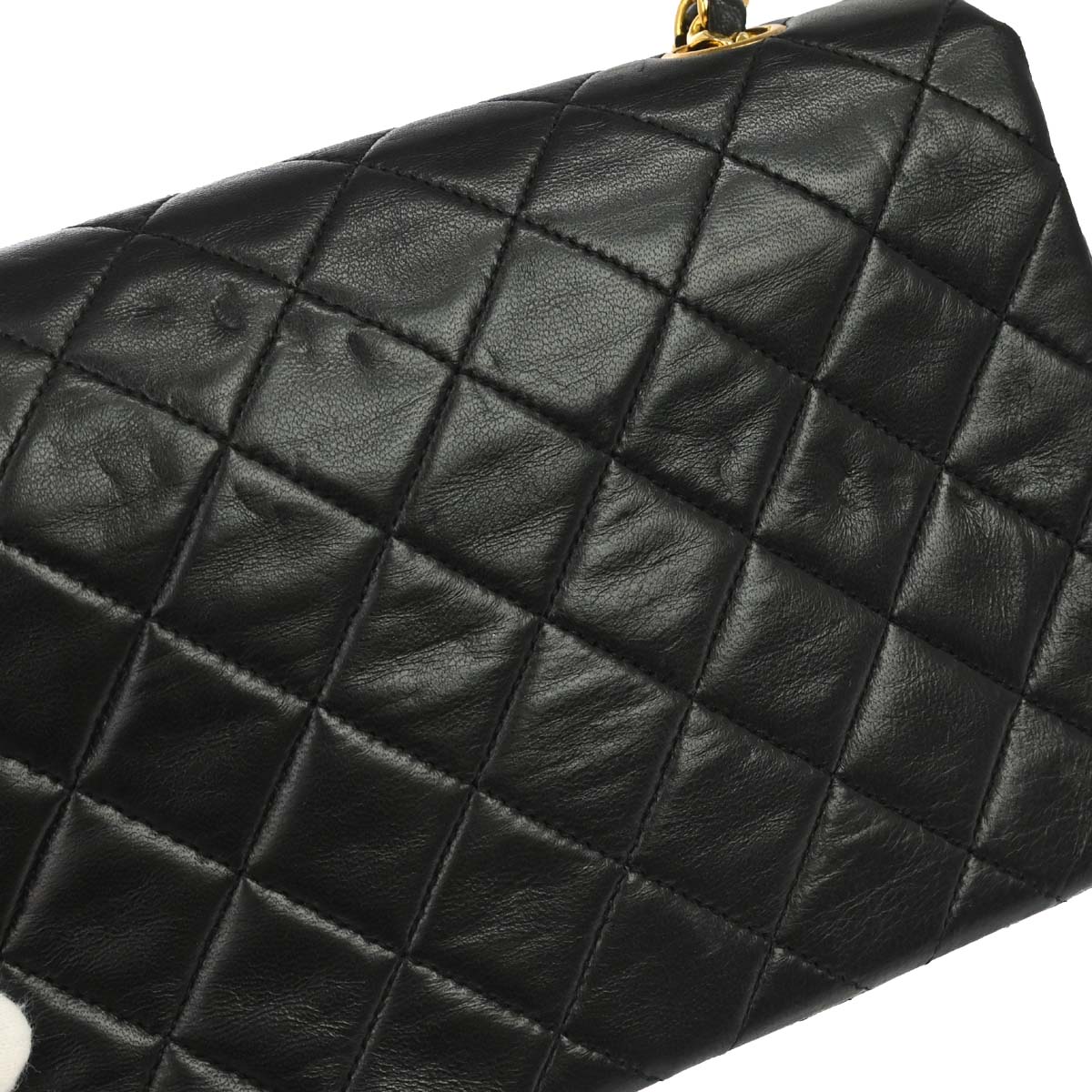 Chanel 1989-1991 Black Lambskin Turnlock Small Full Flap Shoulder Bag