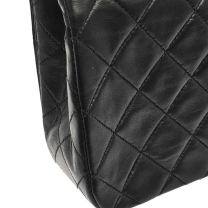 Chanel 1989-1991 Black Lambskin Turnlock Small Full Flap Shoulder Bag