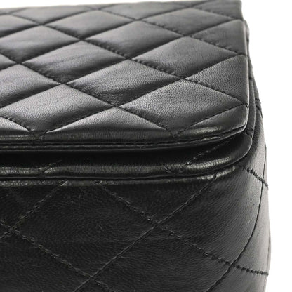 Chanel 1989-1991 Black Lambskin Turnlock Small Full Flap Shoulder Bag