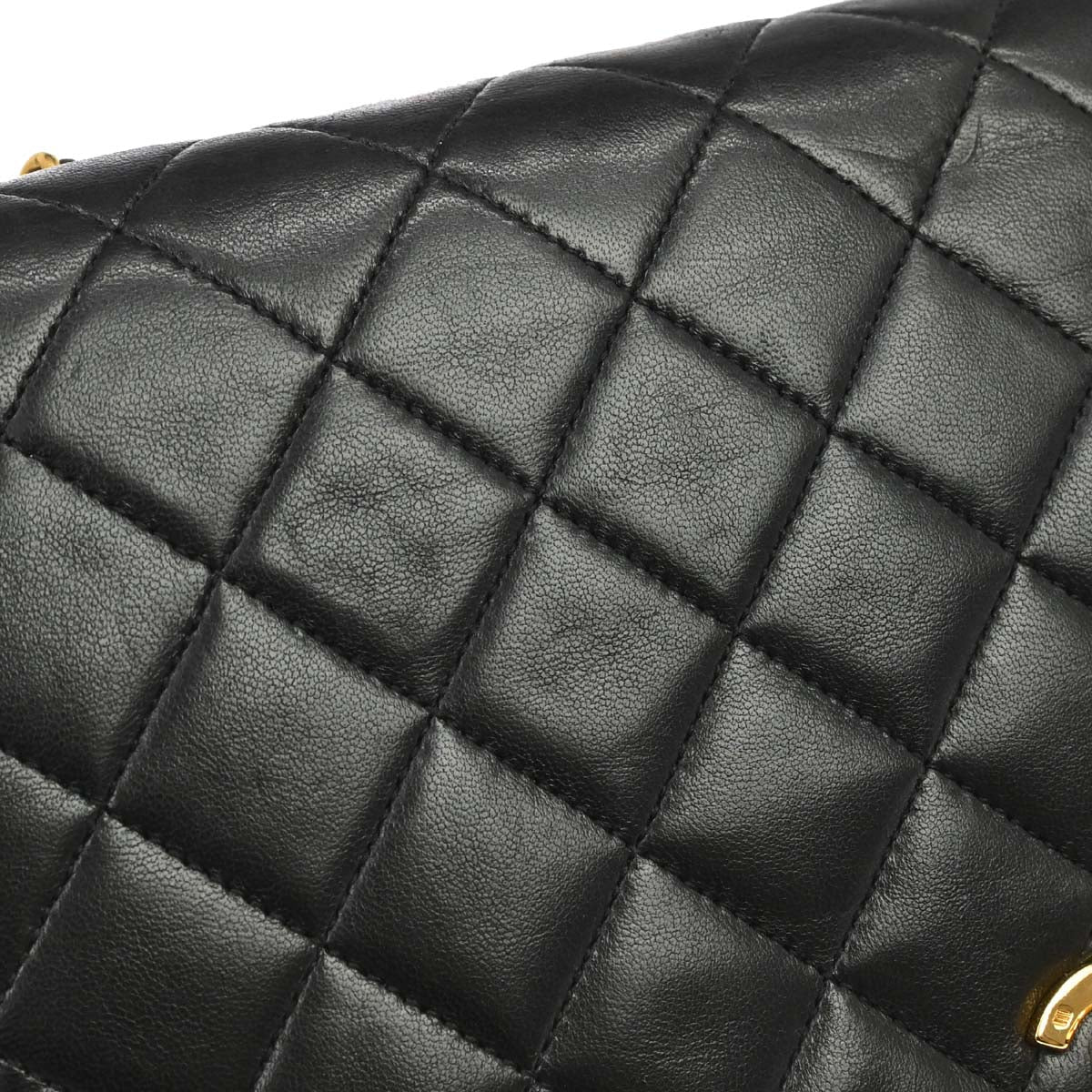 Chanel 1989-1991 Black Lambskin Turnlock Small Full Flap Shoulder Bag