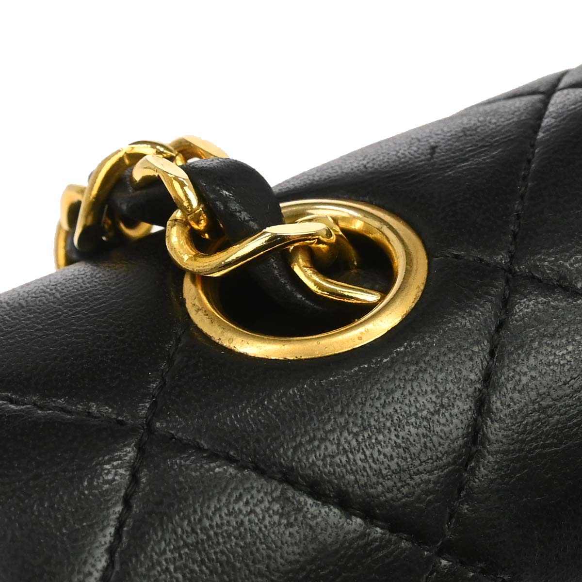 Chanel 1989-1991 Black Lambskin Turnlock Small Full Flap Shoulder Bag