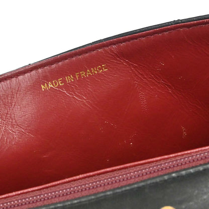 Chanel 1989-1991 Black Lambskin Turnlock Small Full Flap Shoulder Bag