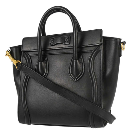 Celine Black Leather Nano Luggage 2way Tote Handbag