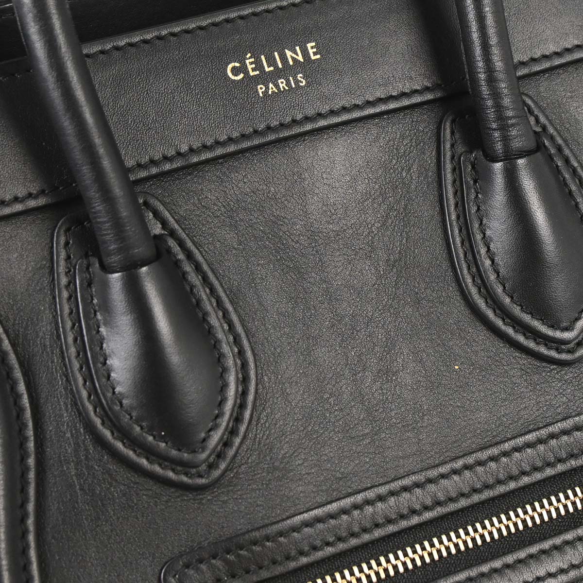 Celine Black Leather Nano Luggage 2way Tote Handbag