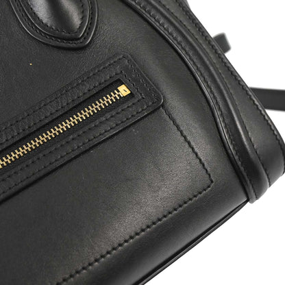 Celine Black Leather Nano Luggage 2way Tote Handbag