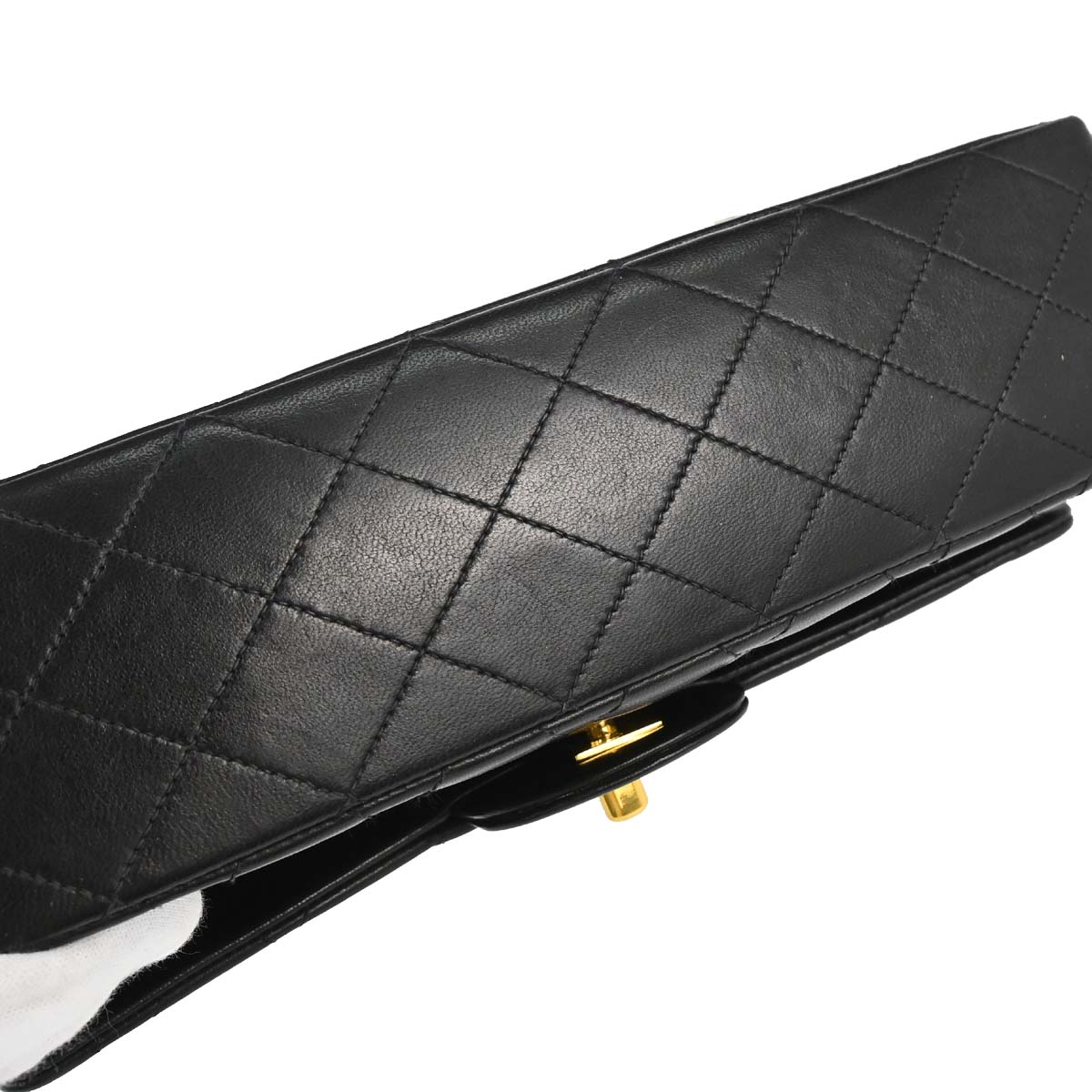 Chanel 1997-1999 Black Lambskin Medium Classic Double Flap Shoulder Bag