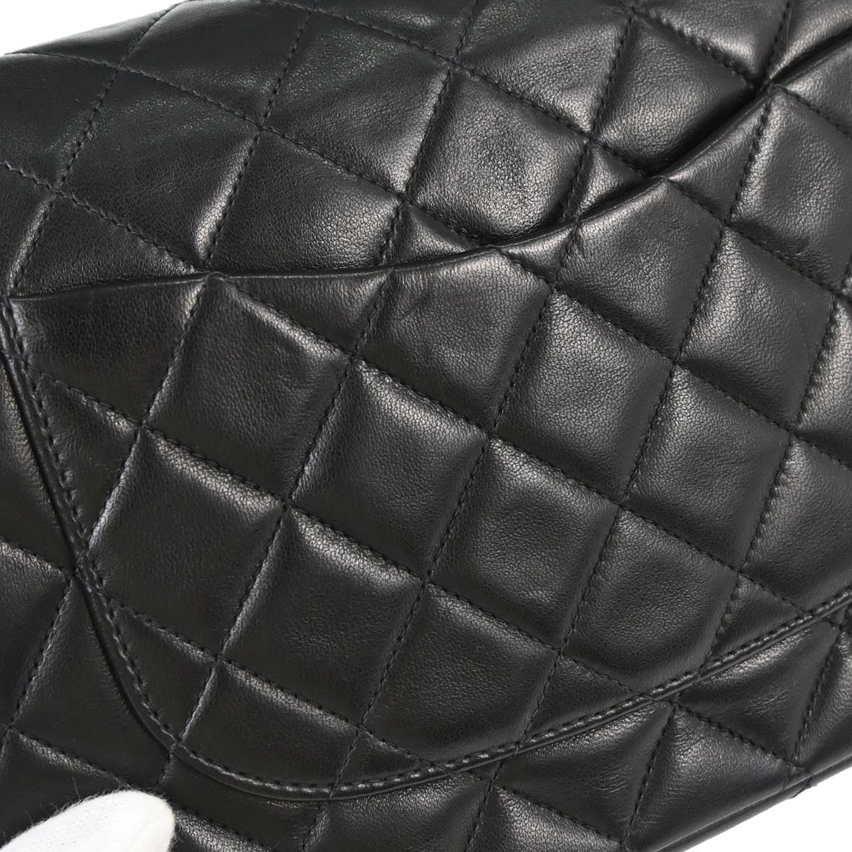 Chanel 1997-1999 Black Lambskin Medium Classic Double Flap Shoulder Bag