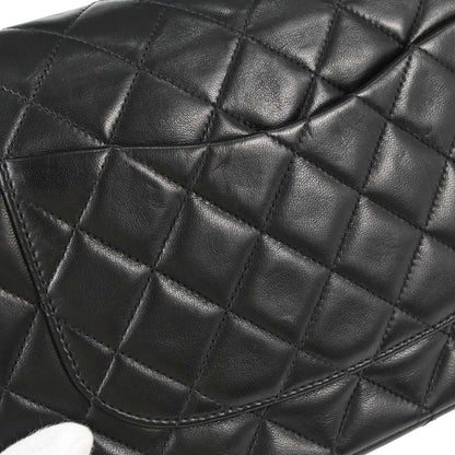 Chanel 1997-1999 Black Lambskin Medium Classic Double Flap Shoulder Bag