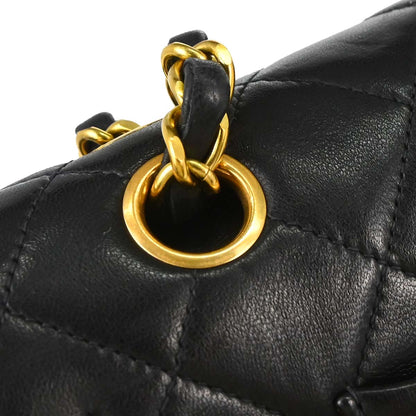 Chanel 1997-1999 Black Lambskin Medium Classic Double Flap Shoulder Bag