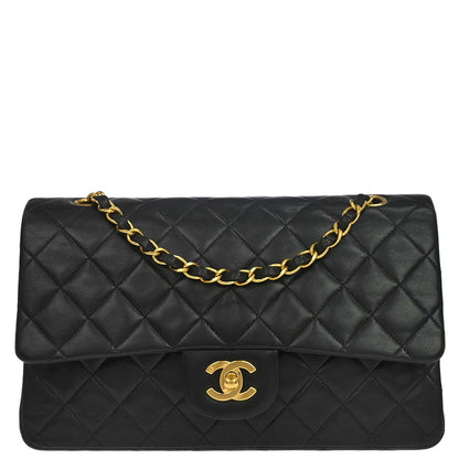 Chanel 1994-1996 Black Lambskin Medium Classic Double Flap Shoulder Bag