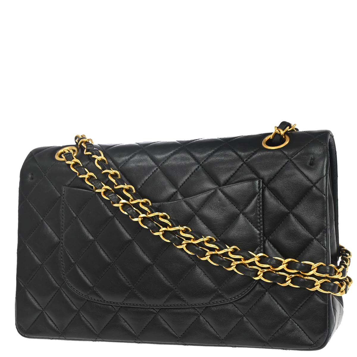 Chanel 1994-1996 Black Lambskin Medium Classic Double Flap Shoulder Bag