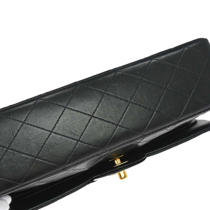 Chanel 1994-1996 Black Lambskin Medium Classic Double Flap Shoulder Bag