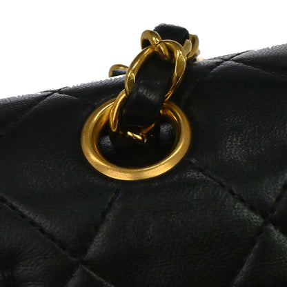Chanel 1994-1996 Black Lambskin Medium Classic Double Flap Shoulder Bag