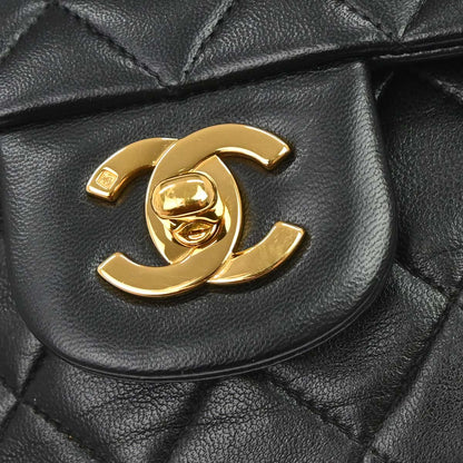 Chanel 1994-1996 Black Lambskin Medium Classic Double Flap Shoulder Bag