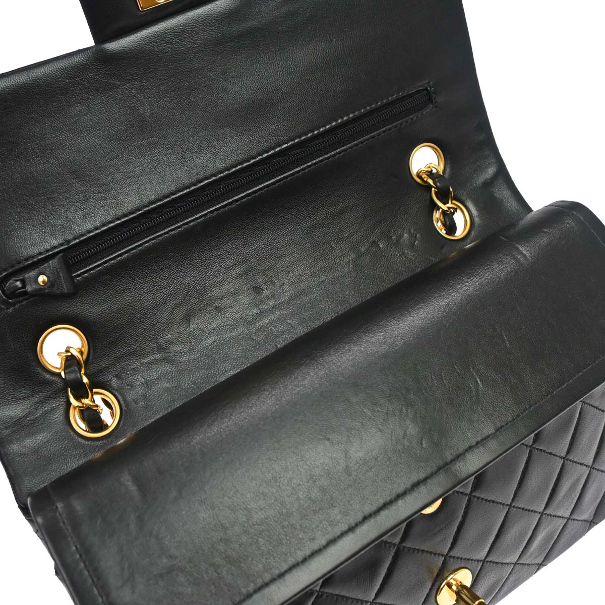 Chanel 1994-1996 Black Lambskin Medium Classic Double Flap Shoulder Bag