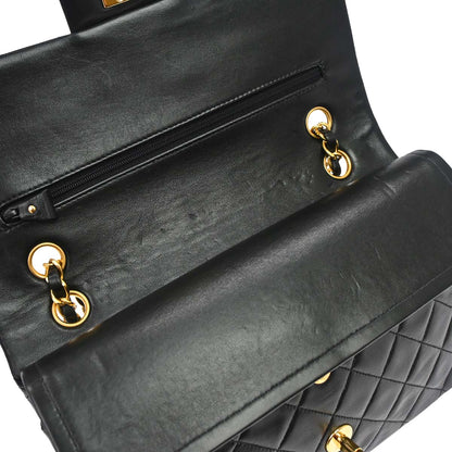 Chanel 1994-1996 Black Lambskin Medium Classic Double Flap Shoulder Bag