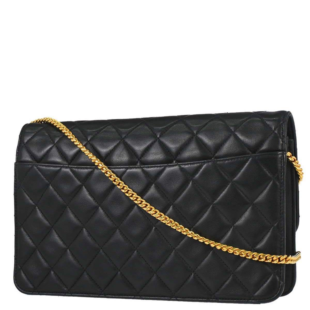 Chanel 1997-1999 Black Lambskin Turnlock Medium Shoulder Bag