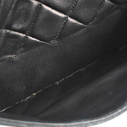 Chanel 1997-1999 Black Lambskin Turnlock Medium Shoulder Bag
