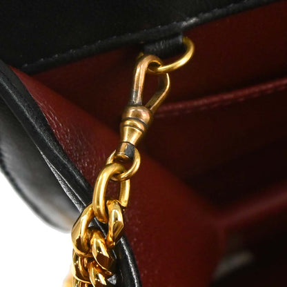 Chanel 1997-1999 Black Lambskin Turnlock Medium Shoulder Bag
