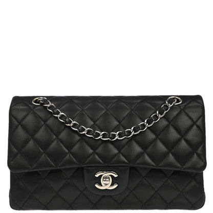 Chanel 2011 Black Lambskin Medium Classic Double Flap Shoulder Bag