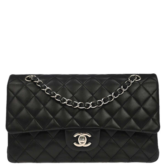 Chanel 2011 Black Lambskin Medium Classic Double Flap Shoulder Bag