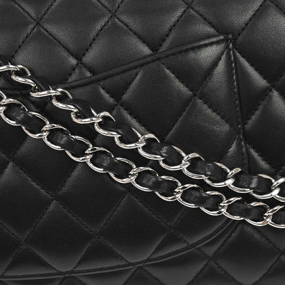 Chanel 2011 Black Lambskin Medium Classic Double Flap Shoulder Bag