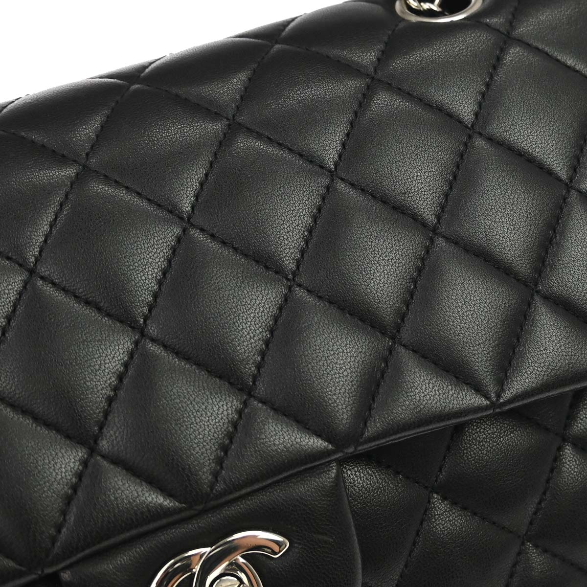 Chanel 2011 Black Lambskin Medium Classic Double Flap Shoulder Bag