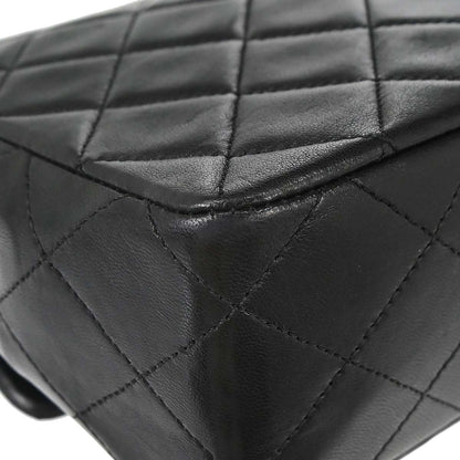 Chanel 1989-1991 Black Lambskin Classic Square Flap Shoulder Bag 20