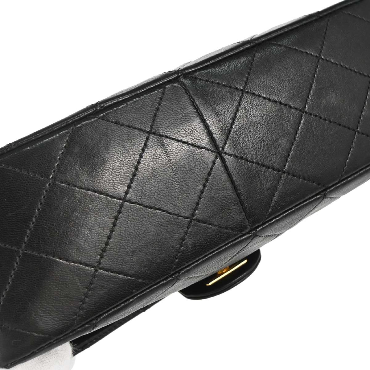 Chanel 1989-1991 Black Lambskin Classic Square Flap Shoulder Bag 20